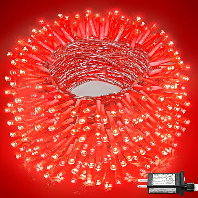 100FT 300 LED Christmas Lights Outdoor, Plug in Christmas String Lights Indoor, Waterproof & 8 Modes & Timer Function, Connectable Fairy Twinkle Light for Bedroom House Patio Wedding Decor, Red