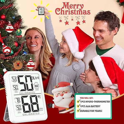 Antonki Room Thermometer, Digital Small Hygrometer Indoor Thermometer Humidity Gauge, Temperature Humidity Meter with Max/Min Record Monitor Sensor for Home, Plants - Battery Included