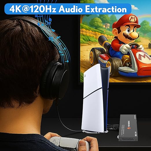 8K HDMI Switch 4 in 1 Out, 8K@60Hz 4K@120Hz 1080P@240Hz with Audio Extraction, HDMI to Optical & Analog 3.5mm, HDR HDCP2.3 EDID Control (JTECH-8KSW41AE)