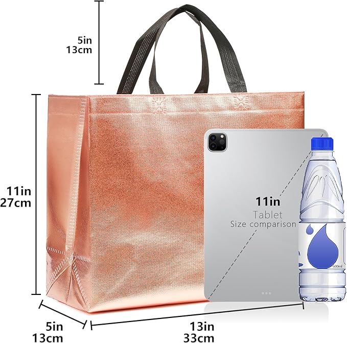 KeerxunBag 12Pcs Reusable Gift Bags（Includes Tissue Paper） Gift bag with handle Birthdays Parties Holidays Weddings Medium 13x5x11in colorful Gift Bags
