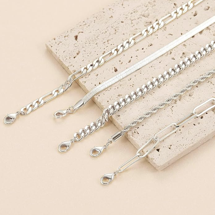 DEARMAY 14K Gold Plated Bracelets for Women, Jewelry Sets Cute Tennis Beaded Bracelets Cuban Link Paperclip Chain Dainty Bracelet Pack Gifts