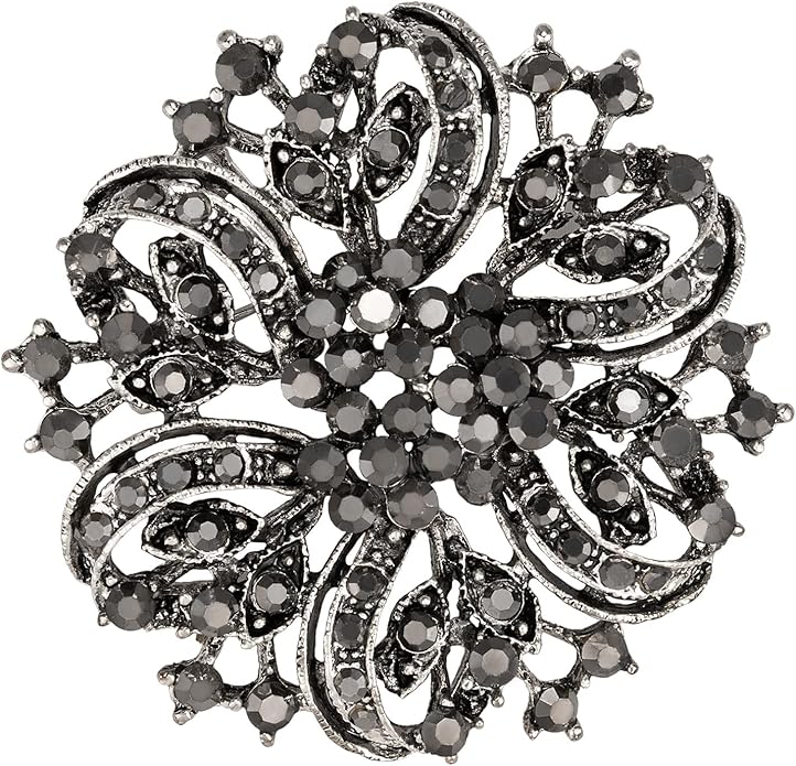 Wedding Party Sprial Flower Crystal Rhinestone Brooch Pin for Women Jewelry