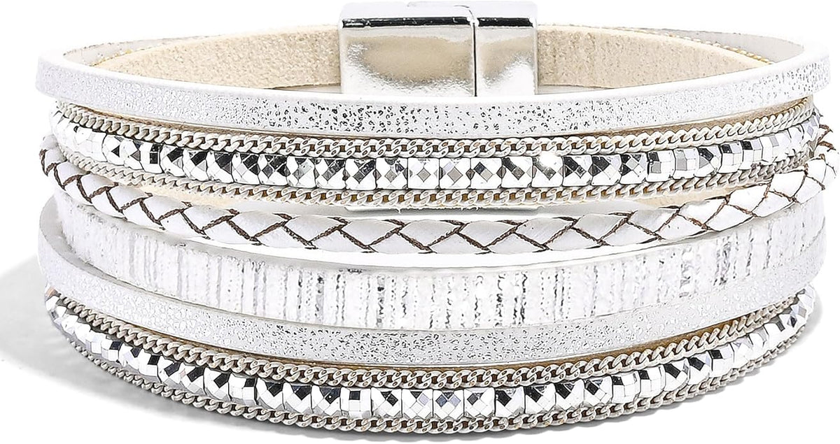 VIBILIA Boho Leather Wrap Bracelets for Women Multi-Layer Bracelets with Strong Clasp Jewelry for Women