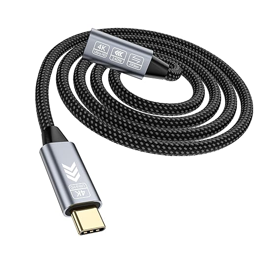 USB C Extension Cable 6.6FT, 20Gbps/240W USB3.2 Type C Extender Cord, 4K@60Hz Video Output Nylon Braided USB C Male to Female Extension Charging Cable Compatibility with Thunderbolt 4/3