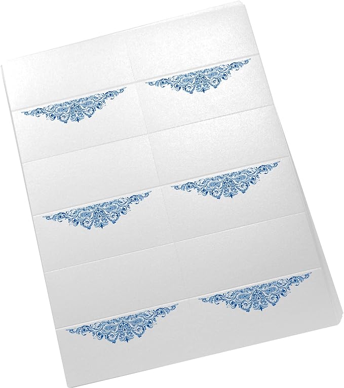 Paisley Printable Place Cards, Royal Blue (Choose Color), Set of 60 (10 Sheets), Laser & Inkjet Printers - Wedding, Party, Dinner, and Special Events - Made in the USA