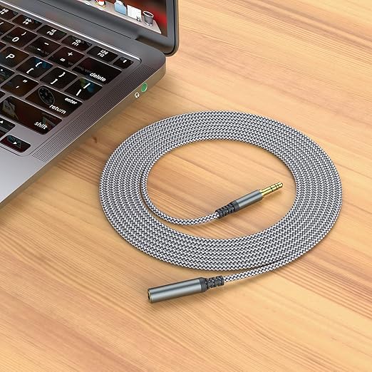 MCSPER Headphone Extension Cable, [2-Pack, 6.6ft Hi-Fi ] 3.5mm Extension AudioMale to Female Aux Adapter Hi-Fi Sound Stereo Extender Cord for Headset, iPhone, iPad, Smartphones, Tablets & More (Grey)