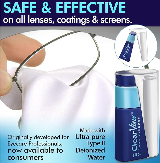 Portable Lens Cleaner Kit – Travel Size with Premium Cleaning Solution, Refillable Spray + Microfiber Cloth, Safe for All Lenses, Compact & On-The-Go