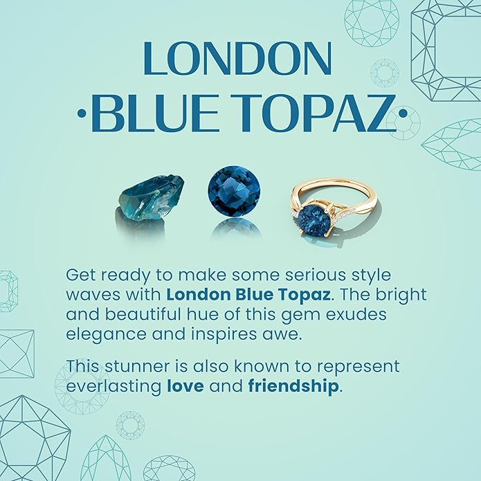 Angara Natural Blue Topaz Solitaire Pendant for Women | Classic Prong-Set Round Blue Topaz Pendant in 14K Solid Gold/Silver/Platinum With 18" Chain | December Birthday, Gemstone Jewelry Gift