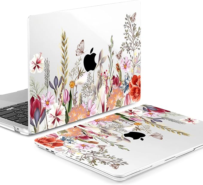 Batianda Premium Case for New MacBook Air 15 inch 2025 M4 2024 2023 with M3 M2 Chip Model A3114 A2941, Designed Protective Plastic Hardshell & Keyboard Cover & Screen Protector, Flower Field
