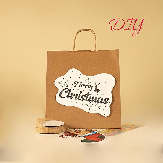 JET PAPER BAGS - 10”x5”x10” Inch [250 Pcs] Brown Paper Bags with Handles Prime for Takeout, Grocery, Goody, Retail, Party, Gifts, Weddings
