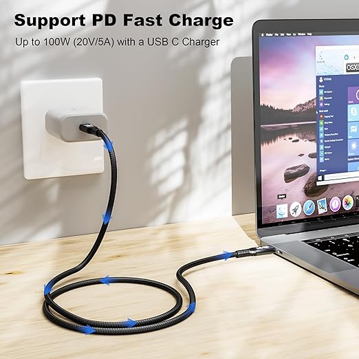 2pack USB c Cable 3.3FT,usbc to usbc 3.1,10gbps Data Transfer USB-c Video 4K Monitor Cable 100W High Speed Fast Charging Cord Compatible with Thunderbolt3