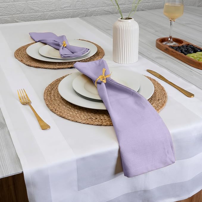 Blue Needles Solid Cloth Napkins Set of 6 Lavender 100% Cotton Dinner Napkins 18x18 inches - Soft, Reusable, Absorbent & Washable Fall Thanksgiving Linen, Ideal for Events, Parties & Everyday Use