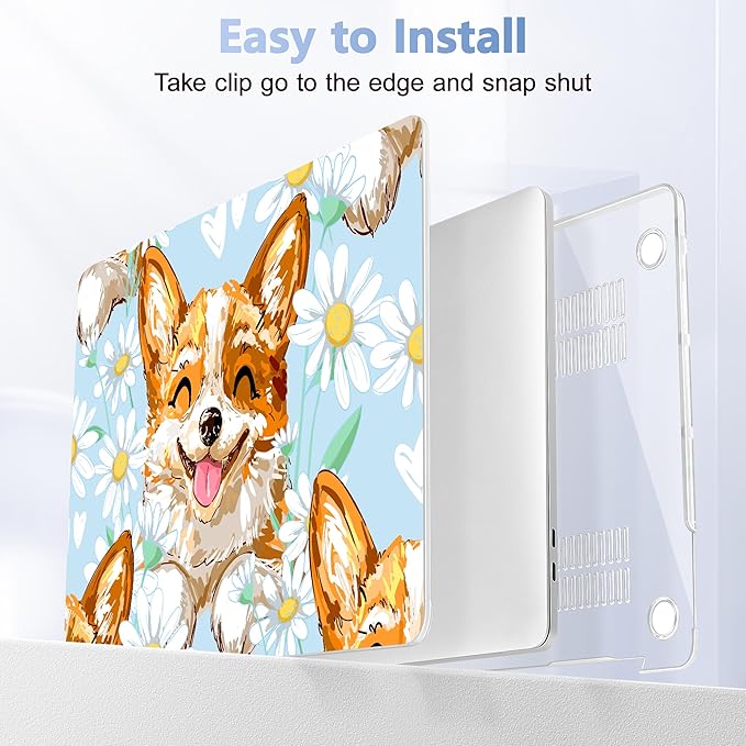 Case for MacBook Pro 13 inch with/Without Touch Bar (2016-2022, M2 A2338 M1 A2289 A2251 A2159 A1989 A1706 A1708), Hard Shell + Keyboard Cover + Dust Plug, Cute Corgi Dog