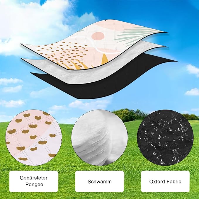 Picnic Blankets,79''x79'' Extra Large Sandproof Waterproof Beach Blanket,Foldable Portable 3-Layer Polyester Outdoor Picnic Blanket for Grass Lawn,Beach,Family Camping,Park,Travel-Tropical Leaves
