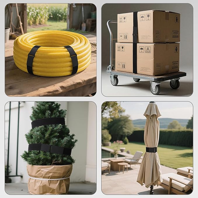 26ft x 2in Heavy Duty Cable Straps with 20pcs Plastic Buckles, Free Cut to Length Cinch Strap, Reusable & Adjustable Hook and Loop Straps for Cable Ties, Cord Organizer, Wire Management
