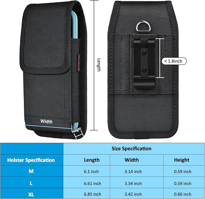 Phone Holster for Belt with Metal Clip and Magnetic Closure Compatible with Galaxy S25/S24/S23/S22/S21/S20 Ultra A16 A26 A35 A36 A55 A56 for Everyday Protection, XL-Black