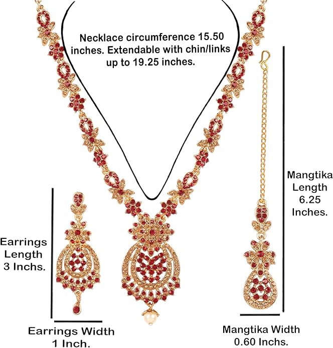 Touchstone Indian jewelry sets for women maang tikka wedding guest gold necklace bollywood jewellery set pageant elegant prom bride accessories western crystal chunky rhinestone necklaces
