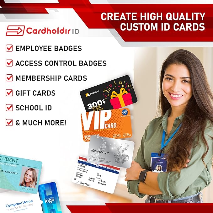 Easy Badges Solid 210 ID Badge Printer | with Beginner Software, & Everything Needed to Design and Print 200 ID Cards, | Single Sided Employee & Student ID Card Printer