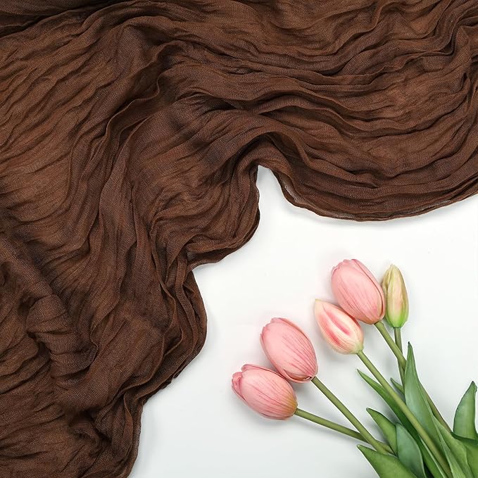 6 Pack Brown Cheesecloth Table Runner 10FT Boho Cheese Cloths Gauze Fabric Table Runners 120 Inch Rustic Sheer for Fall Thanksgiving Wedding Birthday Party Baby Shower Home Decorations