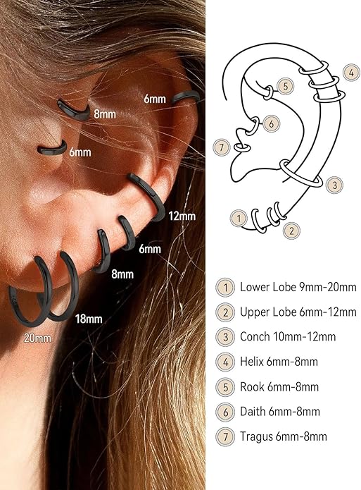 FaithHeart Sterling Silver Hoop Earrings for Women, Hypoallergenic Huggie Hoop Earrings Lightweight Small Cartilage Earrings Hoop Earring Dainty Everyday Earrings 6/8/10/12/14/15/16/18/20mm