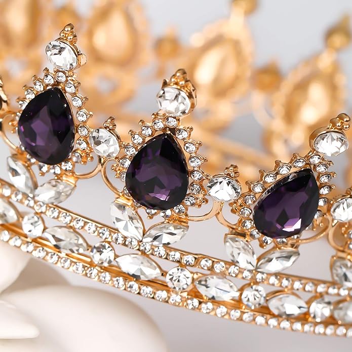 FORSEVEN Queen Crown Rhinestone Wedding Crowns and Tiaras for Women Costume Party Hair Accessories Princess Birthday Crown Crystal Bridal Crown Halloween Decorations Headband