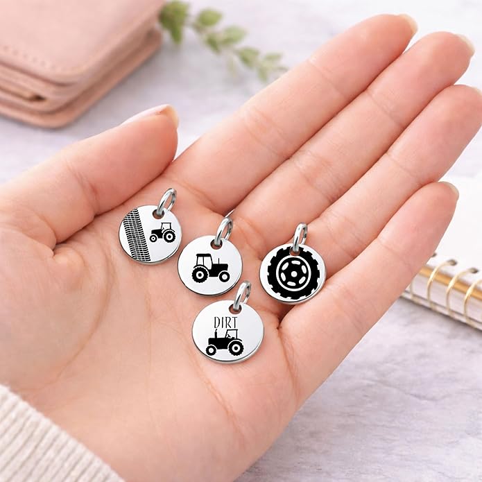 SM Design Western Charm Set of 4 – Stainless Steel Western Charms for Bracelets & Necklaces – Cowgirl, Ranch & Country Style Jewelry Charms – Western Gift for Women & Moms