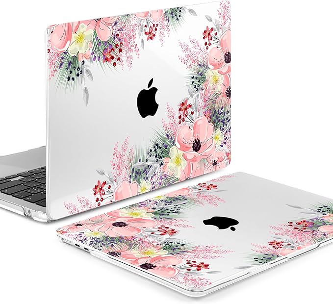 Batianda Premium Case for New MacBook Air 15 inch 2025 M4 2024 2023 with M3 M2 Chip Model A3241/A3114, Designed Protective Plastic Hardshell & Keyboard Cover & Screen Protector, Beautiful Floral