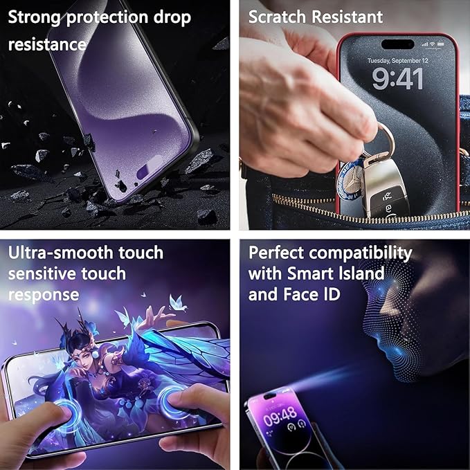 Anti Blue Light Matte Screen Protector for iPhone Air 6.5-Inch, Auto Dust Removal, 9H Tempered Glass, Full Cover, Anti-Fingerprint, Easy Installation, 2 Pack