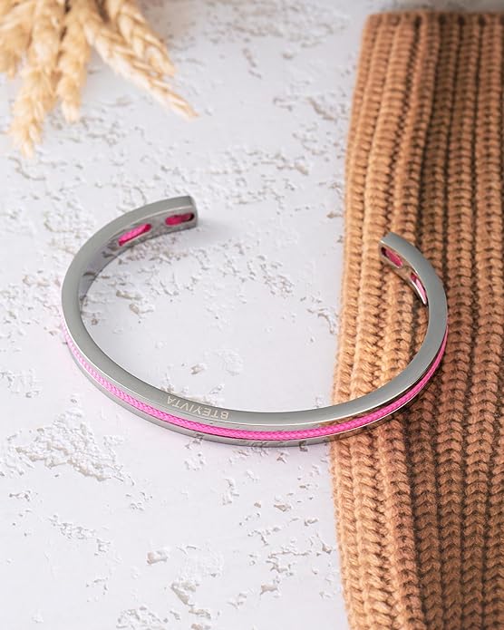 Handmade Minimalist Cuff Bracelet with Lucky Nautical Rope Inlaid Stainless Steel Cuff Unique and Stylish Bangle For Men And Women