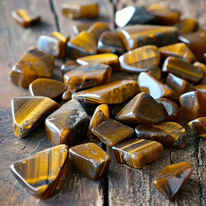 Polished Tigers Eye Crystal Chips 200 Pcs - 0.3" 10 oz Tumbled Stone Chips Crushed Sea Glass Stones Healing Reiki Crystal Jewelry Making Home Decoration