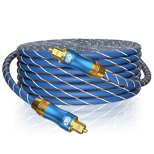 EMK Digital Optical Audio Cable Fiber Optical Toslink Cable SPDIF Audio Cable Male to Male Cord for Home Theater, Sound Bar, TV, PS4, Xbox, PlayStation & More (26Feet/8M)