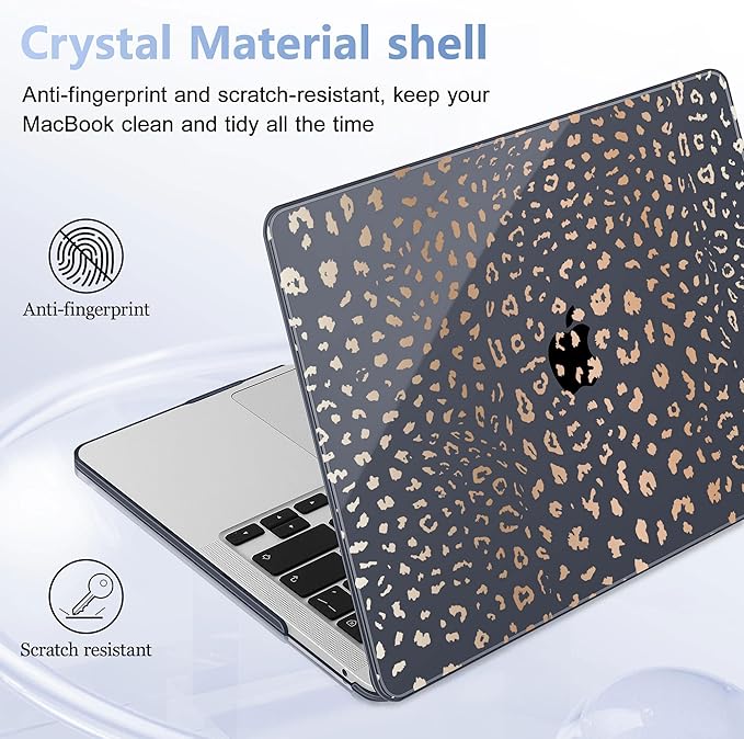 May Chen Case for MacBook Pro 13 inch M2 2023,2022,2021,2020 A2338 M1 A2251 A2289, Plastic Hard Shell Case for MacBook Pro 13" with Touch Bar Fits Touch ID, Leopard Print