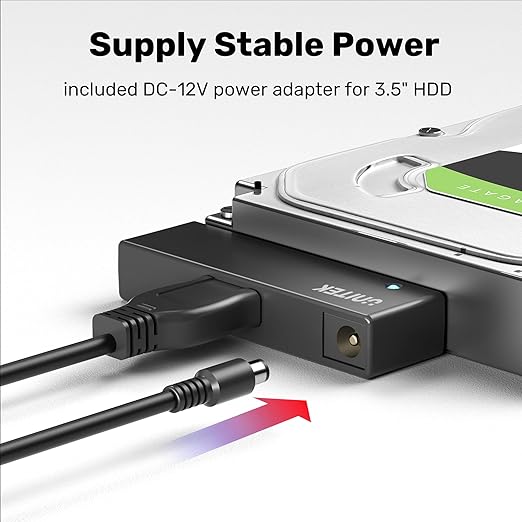 Unitek USB 3.0 to SATA III Hard Drive Adapter External Kit Cable for 2.5 3.5 Inch HDD/SSD Hard Drive Disk, Optical Drive, with 12V/2A Power Adapter, Support UASP
