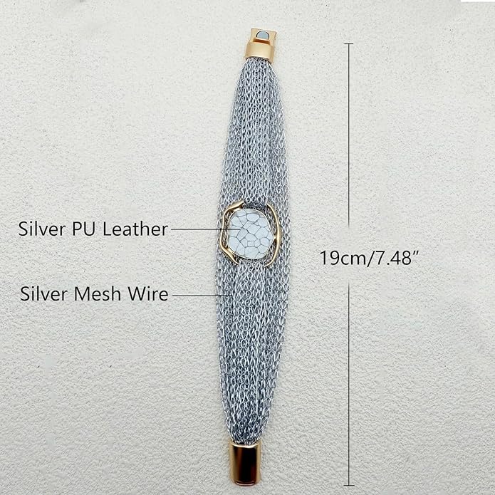 Gold Bracelet for Women Multi Chain Mesh Bracelet Wisted Orb Circle Disc Mesh Wrap bracelet for Women Statement Jewelry