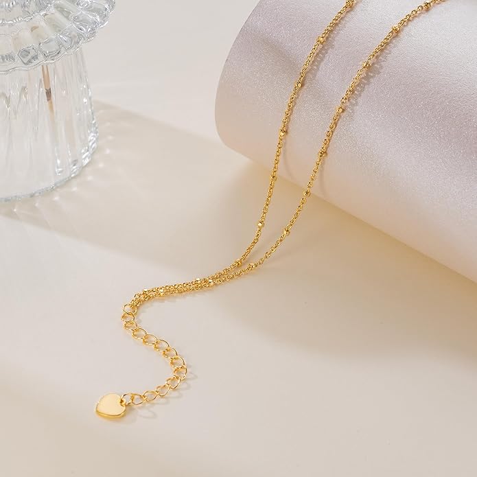 Gold Bracelets for Women 14K Gold Bracelets for Women Beaded Bracelet Two-Strand Structure Trendy Layered Bracelet for Womens