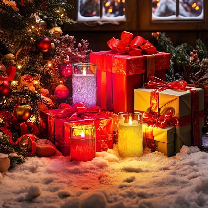 Homemory Color Changing Flameless Candles, Battery Operated LED Pillar Candles, Fake Electric Candles with Remote Control and Timers, Set of 3