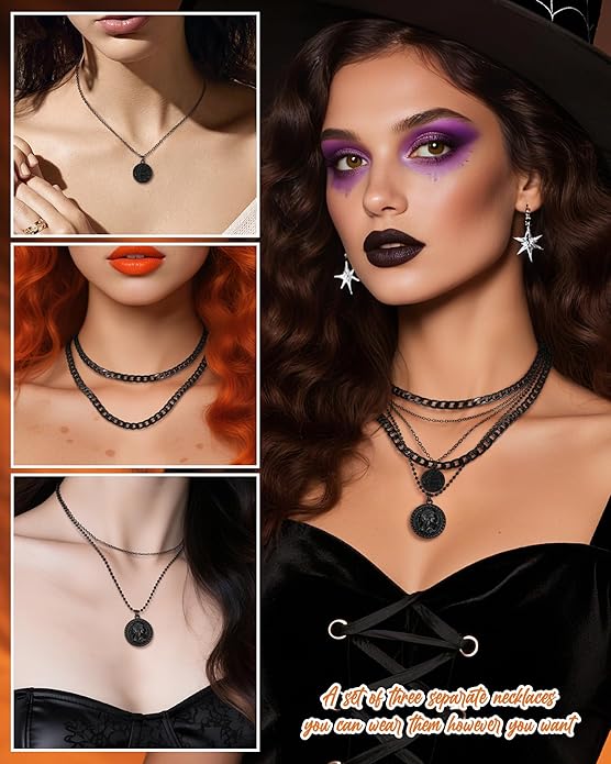 MJartoria Layered Necklaces for Women Trendy Retro Coin Pendant Necklace Dainty Chunky Chain Necklaces for Jewelry Birthday Gifts