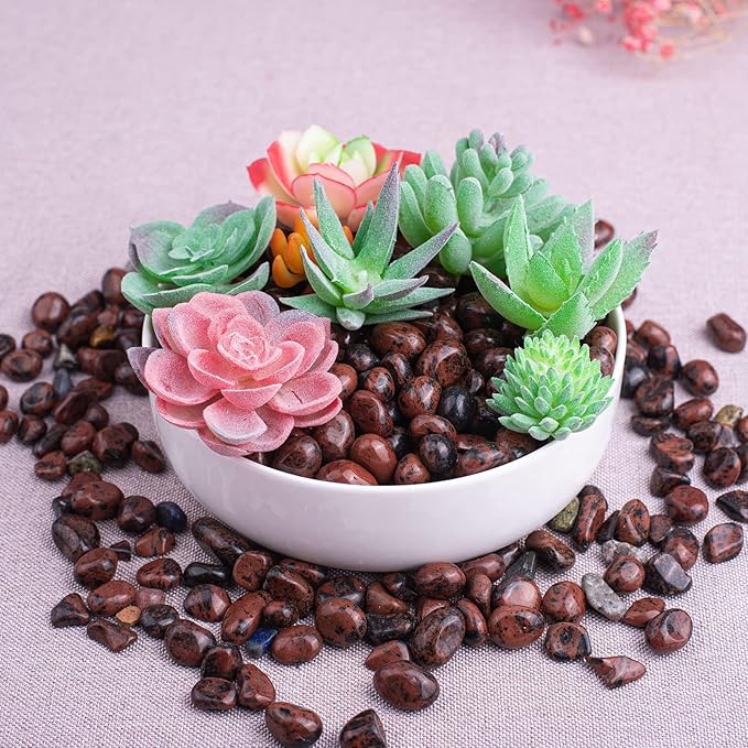 Polished Mahogany Obsidian Crystal Chips Set, 0.4'', 128 Pcs - Handpicked Natural Tumbled Stones and Crystals Bulk for Healing, Reiki, Meditation, Witchcraft and Home Decor