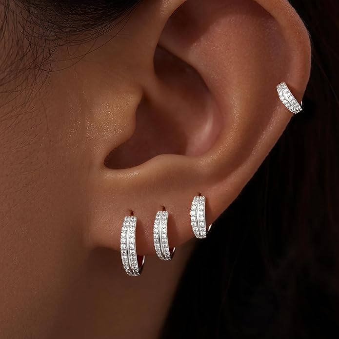 Small Gold Huggie Hoop Earrings Set for Women Men Hypoallergenic 14K Plated Stack Cartilage Earrings, Multiple Piercing Lightweight Mini Thin Cute Dainty Trendy Jewelry Set Christmas Gifts for Women