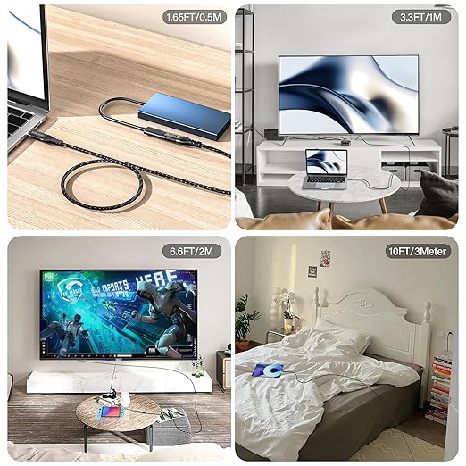USB-C Extension Cable 6.6ft, 20Gbps Data Transfer, 4K@60Hz, 240W Charging, Male to Female Compatible with Cell Phone Cord Extension