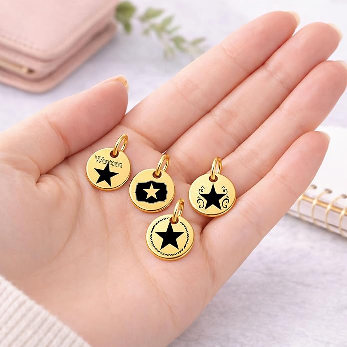 SM Design Western Charm Set of 4 – Stainless Steel Western Charms for Bracelets & Necklaces – Cowgirl, Ranch & Country Style Jewelry Charms – Western Gift for Women & Moms