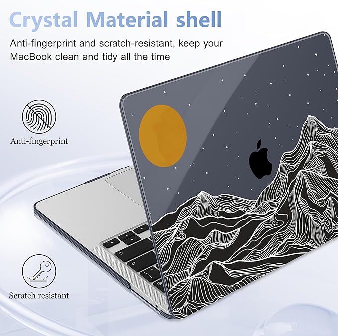 Case for MacBook Pro 13 inch with/Without Touch Bar (2016-2022, M2 A2338 M1 A2289 A2251 A2159 A1989 A1706 A1708), Hard Shell + Keyboard Cover + Dust Plug, Mountain