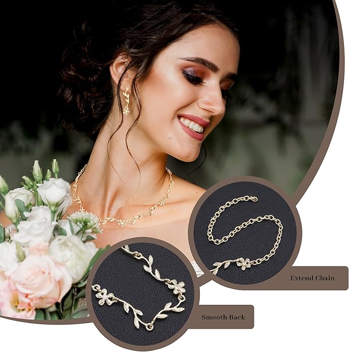 Oriamour Bridal Jewelry Set Women Jewelry Set Rhinestone Crystal Bride Statement Choker Necklace Earrings Necklace For Brides Bridesmaid