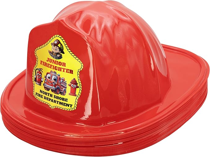 Kenco Kids Customizable Plastic Firefighter Hats -Choose your style, add your name or department