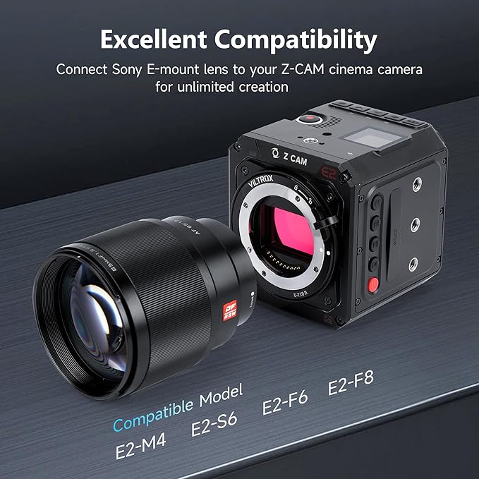 VILTROX E-T10 II Lens Mount Adapter, E Mount Lens to Z-CAM Cinema Cameras Autofocus Adapter Converter Compatible with Sony E Mount Lens to Z-CAM E2-M4 E2-S6 E2-F6 E2-F8 Cinema Cameras