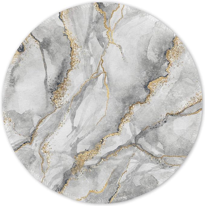 ITNRSIIET Round Mouse Pad with Stitched Edge Premium-Textured Waterproof Non-Slip Rubber Base Desktop Protection Mat Diameter 8.7 inches, Gray Marbling