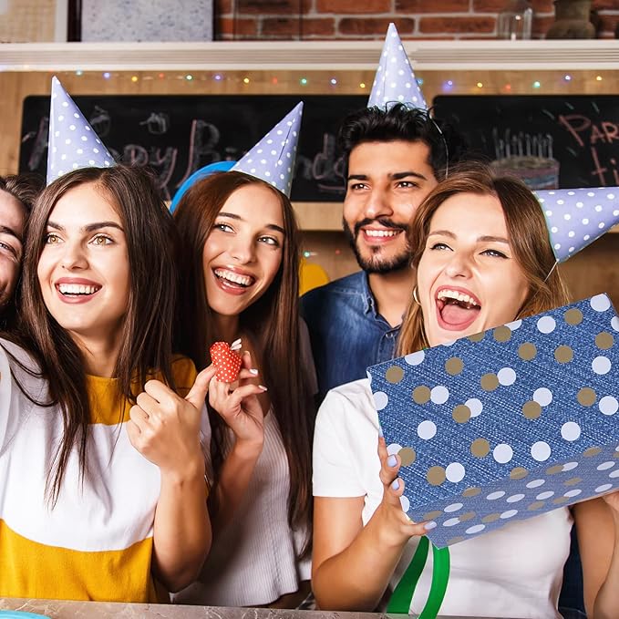 PlandRichW Denim Blue Wrapping Paper Folded for Man Boys Girls Birthday, Vintage Blue Gift Wrap for Father's Day, Christmas, Wedding, Party Holiday, Pre-cut 12 Sheets Each 20" X 29"