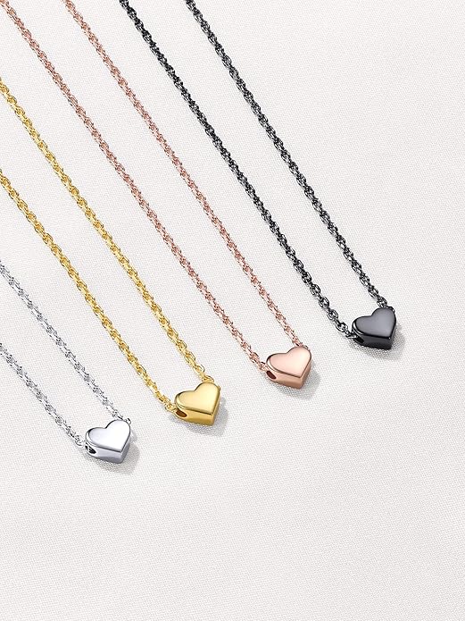 ChicSilver Personalized 925 Sterling Silver Dainty Small Heart/Star/Moon/Dot/Triangle Pendant Necklace for Women, Silver/Gold/Rose Gold/Black (with Gift Box)