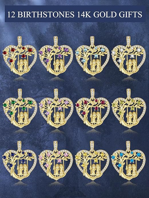 14K Gold Tree of Life Necklace for Sister Christmas Gifts from Sister,Heart Jewelry with Birthstone Pendant for Women Female Friendship Forever My Friend