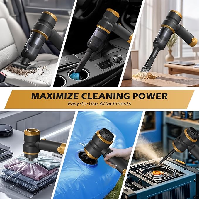 Handheld Car Vacuum Cleaner Cordless, Portable Small Car Vacuum with 16000PA Strong Suction, 4-in-1 High Power Vacuum Cleaner & Air Duster with 2 Batteries, Mini Handheld Vacuum for car,home,office